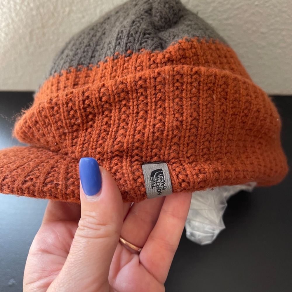 The North Face Knit Orange/Gray Hat - Picture 2 of 6
